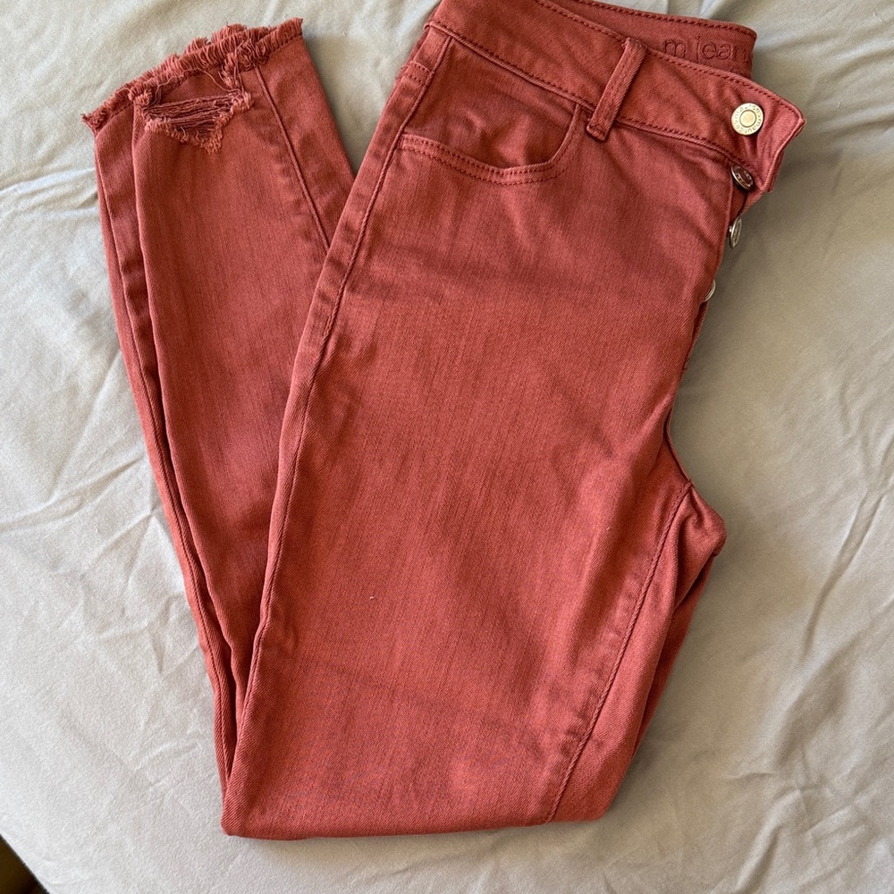 Maurices Brick Red Ankle Jeans